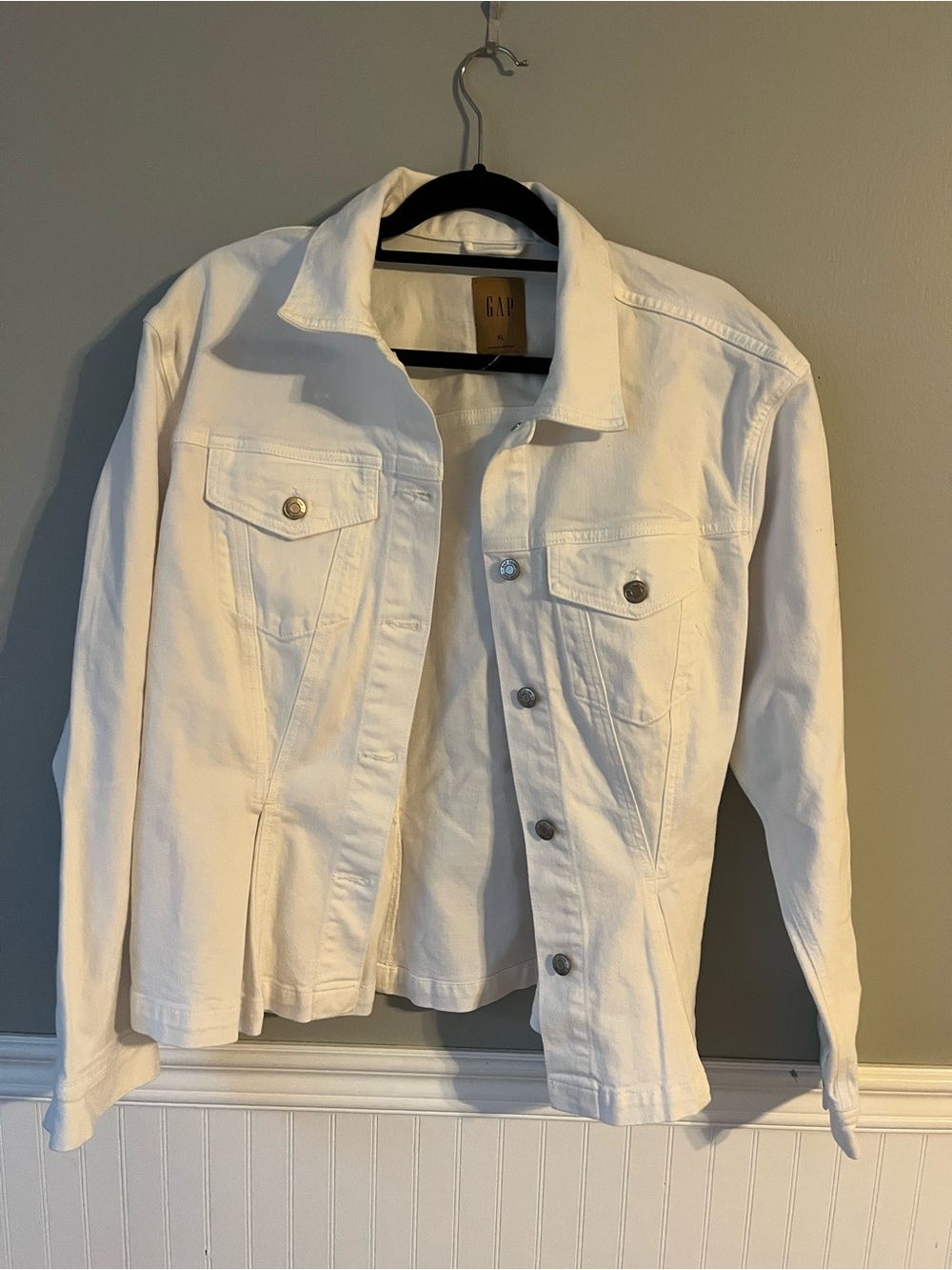 GAP White Men's Lightweight Button-Front Shirt Jacket
